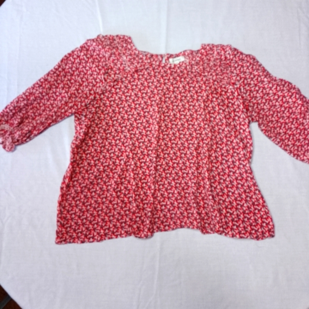 Max Studio Mini Floral Print 3/4 Sleeve Blouse